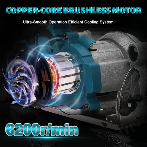 Miniatura 2 de Sierra circular inalámbrica de 5 pulgadas para batería Makita de 18 V (sin batería), sierra de madera eléctrica con motor sin escobillas, bisel