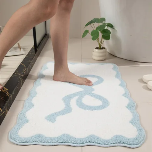 Miniatura 14 de Tapete de baño festoneado negro de 26 x 18 pulgadas, tapetes de baño suaves y absorbentes, lavables a máquina, de microfibra, para bañeras, lavabos