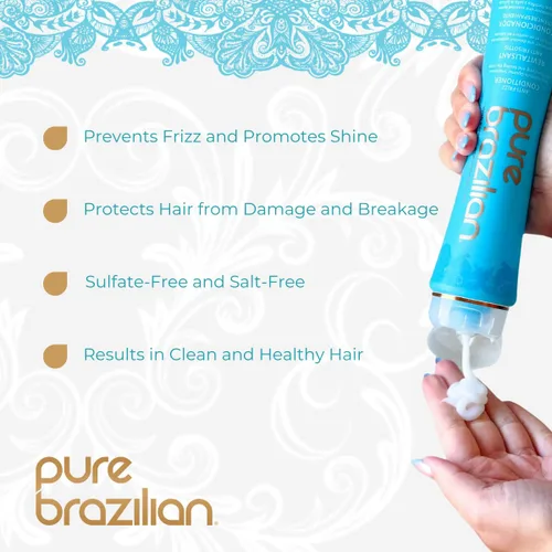 Miniatura 2 de PURE BRAZILIAN Acondicionador diario antiencrespamiento con queratina y acai, complejo suavizante y fortalecedor para cabello más brillante sin