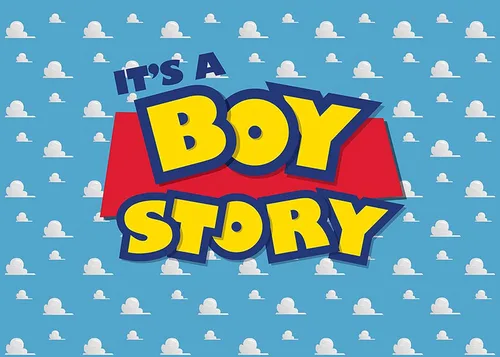 Miniatura 6 de Telón de fondo de fotografía de dibujos animados con texto en inglés "It's a Story", fondo de fotos para fiesta de cumpleaños, cielo azul, nubes