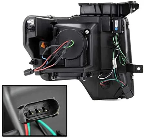 Miniatura 2 de Lámparas Zmautoparts para faro delantero de proyección con barra DRL, color negro, 2 unidades, Carcasa negra con lente transparente