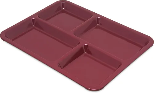 Carlisle FoodService Products Bandeja de Cafetería / Comida Rápida para Mano Derecha de 4 Compartimentos, 8.5" x 11", Arándano Rojo Oscuro (Paquete