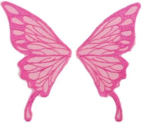 Miniatura 14 de 5 pares de alas de hada coser en parches de encaje de mariposa apliques de tul organza tela alas bordado cuello escote adornos bricolaje ropa Blanco
