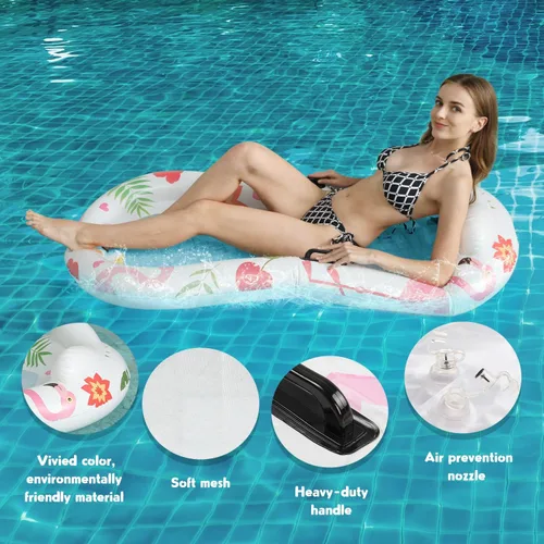 Miniatura 3 de Flotador inflable de piscina con patrón de flamencos, juguetes grandes para piscina, flotadores de playa de verano, flotadores de natación, juguetes