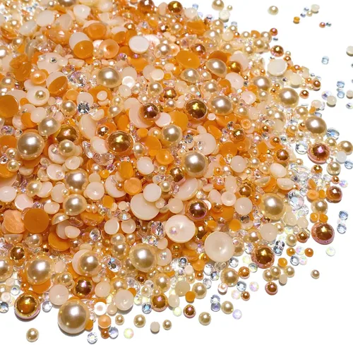 Miniatura 17 de Diamantes de imitación de resina mixta de 3.53 oz con parte trasera plana, perlas semicirculares, tamaños mixtos de 0.116 a 0.394 pulgadas