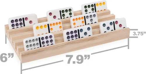 Miniatura 5 de Spin Master Games, soportes de dominó de madera, juego de 4 bandejas para dominó Tren Mexicano, juegos de dominó, juego clásico, juego para niños