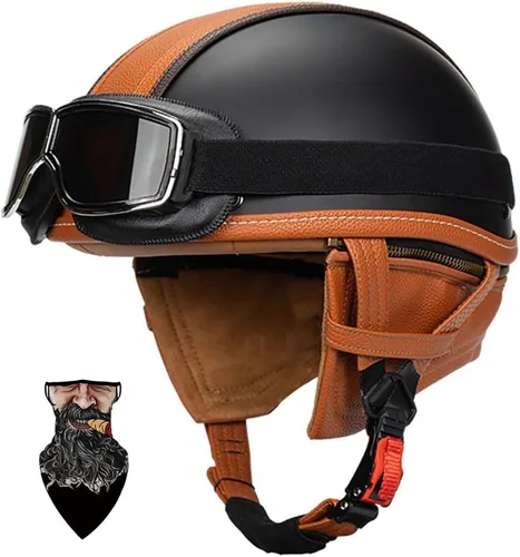 Miniatura 17 de Casco Moto Retro ABS Ligero 22.93 oz DOT Homologado - Medio Casco Jet para Hombre y Mujer con Doble Ventilación, Forro Desmontable y Hebilla Rápida