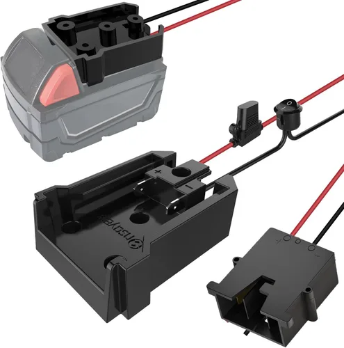 Miniatura 10 de Convertidor de corriente CC y adaptador de rueda de alimentación con fusible e interruptor para batería Milwaukee de 18 V, CC reductor de 18 V a 12