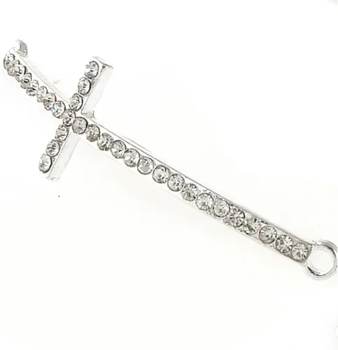 Miniatura 13 de RUBYCA 5pcs Metal Cruz Llave Lateral Conector Cuentas Cristal DIY Joyería Pulsera Tono Plata