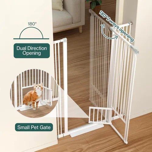 Miniatura 2 de Ostutry Puerta para gatos extra alta de 53 pulgadas para puerta, sin perforaciones, puerta de perro de 29.5 a 40.1 pulgadas de ancho con puerta