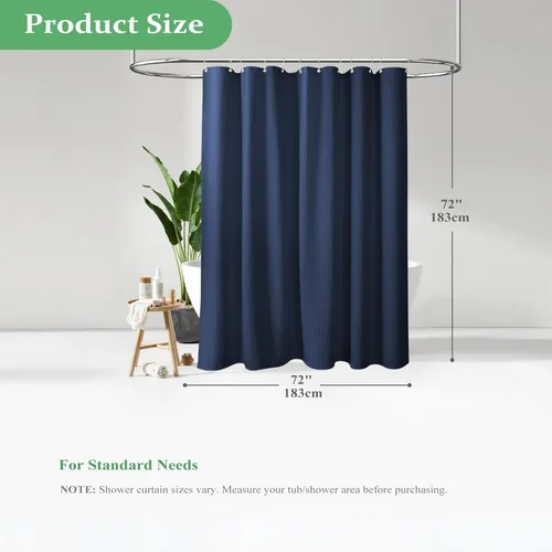 Miniatura 9 de Dynamene Cortinas de ducha de tela gruesa para baño, tejido de gofre, resistente, 256 GSM, juego de cortinas de baño de tela de poliéster ponderada