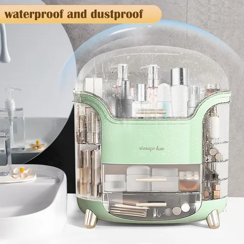 Miniatura 7 de Organizador de maquillaje y organizador de cuidado de la piel, caja organizadora de cosméticos para encimera con tapa y cajones, organizador