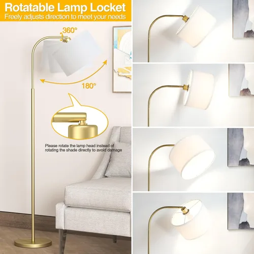 Miniatura 3 de Lámparas de pie de arco para sala de estar con 3 temperaturas de color, lámpara de pie moderna para leer con bombilla de 9 W incluida, lámpara