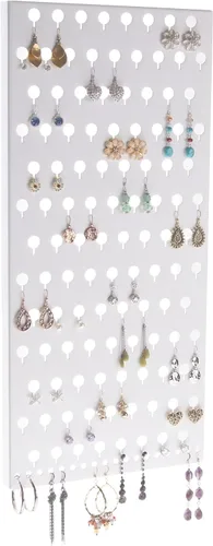 Angelynn's Soporte organizador de aretes montado en la pared para mujeres pequeñas y medianas, aretes colgantes, estante colgante de almacenamiento