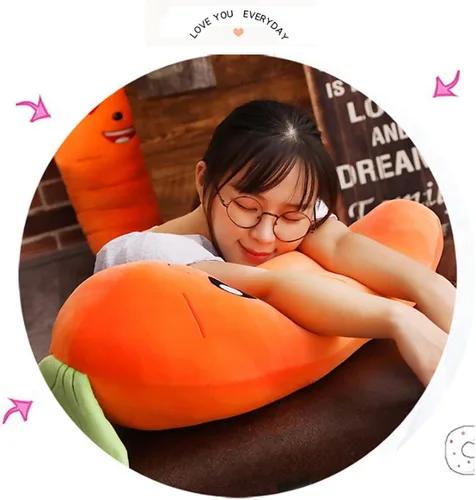 Miniatura 5 de XIYUAN Juguete de peluche de zanahoria de 27.5 pulgadas, almohada suave de zanahoria para abrazar, juguete de muñeca de peluche de expresión linda