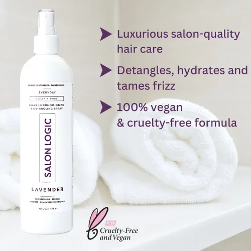 Miniatura 5 de SalonLogic Aerosol acondicionador y desenredante sin enjuague diario, lavanda, limpio y puro, calidad de salón, aroma natural, repara el cabello
