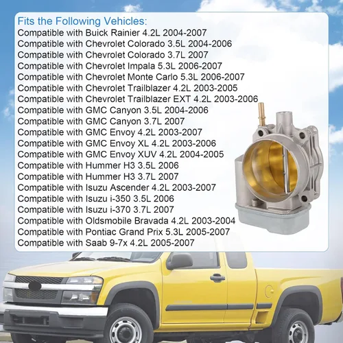 Miniatura 3 de Cuerpo del acelerador para Buick Rainier para Chevrolet Colorado Impala Trailblazer EXT para GMC Canyon Envoy XL XUV para Hummer H3 para Isuzu