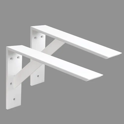 Miniatura 11 de Soportes de estante resistentes, paquete de 2 soportes de estante de 12 x 10 x 2.5 pulgadas, acero negro de 3/8 pulgadas de grosor, soporte en L