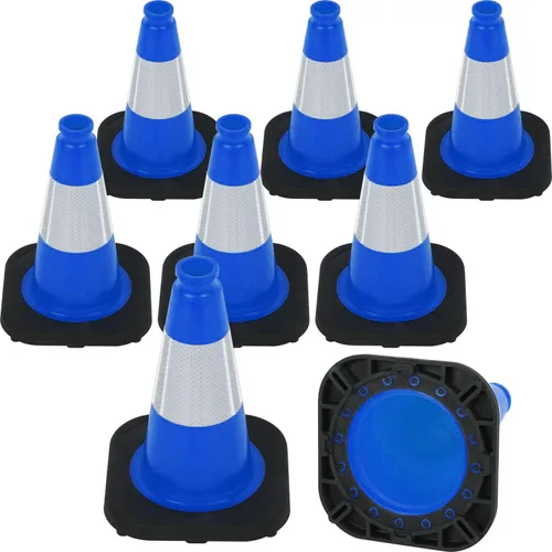Miniatura 8 de Conos de Tráfico de PVC Naranja/Verde Fluorescente, Cono de Estacionamiento con Base Negra Pesada Estructuralmente Estable Resistente a