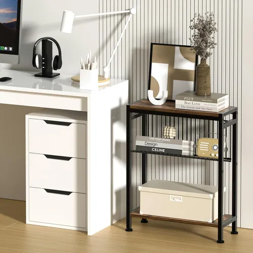 Miniatura 7 de Mesa auxiliar para espacios pequeños, mesa auxiliar estrecha con soporte para revistas, mesa auxiliar delgada de diseño 2 en 1, mesita de noche
