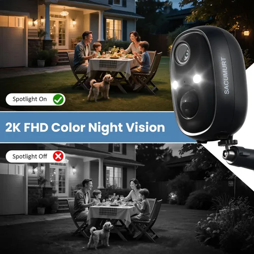 Miniatura 6 de Cámaras de seguridad inalámbricas para exteriores, almacenamiento en la nube gratuito, cámara WiFi de 2.4 GHz inalámbrica para exteriores, cámaras