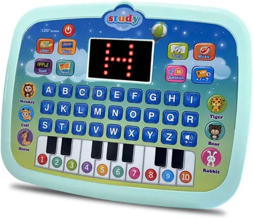 Wenbeier Tableta de Aprendizaje para Niños Tableta para Niños Pequeños con Pantalla LED Enseña Alfabeto Números ABC Aprendizaje para Niños Pequeños