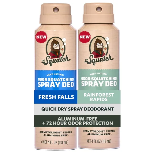 Dr. Squatch Spray Natural Desodorante para hombre, desodorante de secado rápido, sin aluminio, probado por dermatólogos, creado para todo tipo de