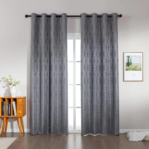 Miniatura 12 de Amazon Basics Cortinas Jacquard 100% opacas de 2 piezas, cortinas para sala de estar y dormitorio, tratamiento de ventana con aislamiento térmico