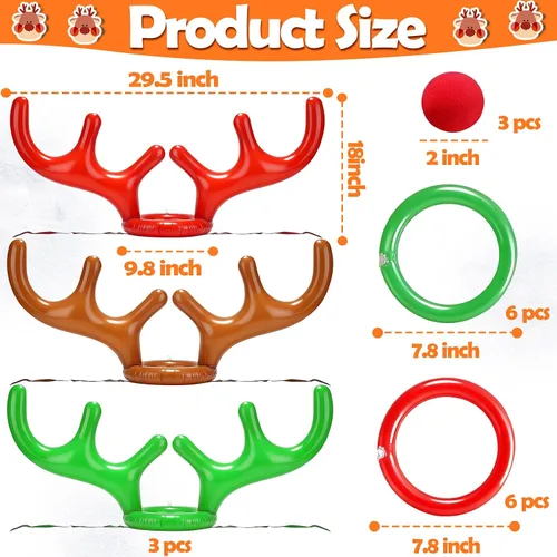 Miniatura 2 de 3 Pack Easter Inflatable Easter Games Set, 18 Pieces Inflatable Reindeer Antler Ring Toss Party Game for Kids Adults Family, Indoor Outdoor Ring