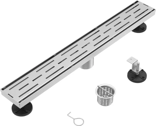Miniatura 45 de ELLO&ALLO - Drenaje de piso de ducha con brida, rejilla extraíble de patrón cuadrado de 6 pulgadas cuadradas, acero inoxidable SUS 304, color negro