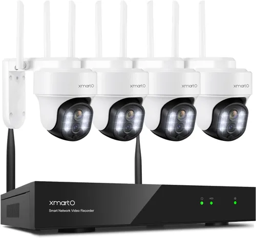 Miniatura 10 de XMARTO Sistema de cámara de seguridad WiFi6 de 10X Zoom inalámbrico para interiores y exteriores, NVR de 10 canales 4K con 4 cámaras HD Dual Lens