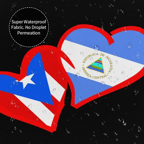 Miniatura 4 de Cortina de ducha para baño de Puerto Rico y Nicaragua Hearts de 60 x 72 pulgadas, de secado rápido, cortina de baño con 9 ganchos de hierro