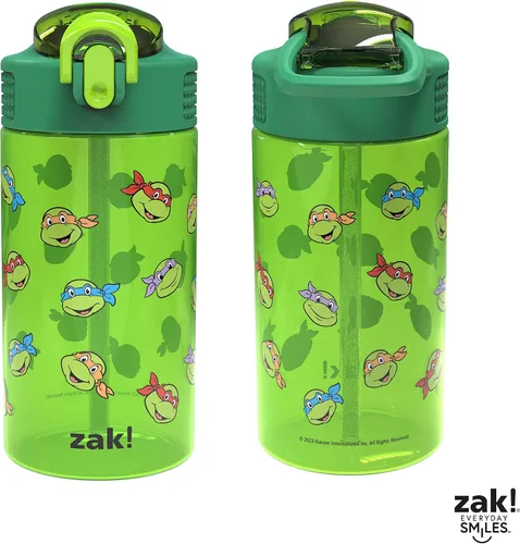 Miniatura 6 de Zak Designs Teenage Mutant Ninja Turtles - Botella de agua para niños para la escuela o viajes, paquete de 2 botellas de agua de plástico duradero