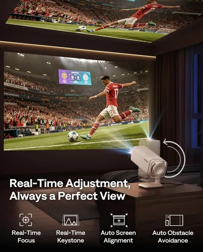 Miniatura 6 de Aurzen BOOM Air - Proyector portátil Google TV con WiFi y Bluetooth, alimentado por USB-C, proyector inteligente para películas al aire libre