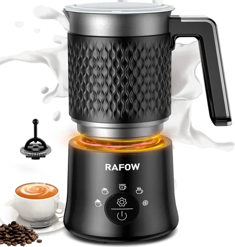 Espumador de Leche 5 en 1, Espumador de Leche Eléctrico y Vaporizador 11.8oz Espumador de Leche Automático Fabricante de Espuma Caliente y Fría,
