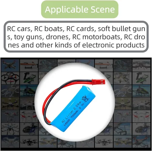 Miniatura 5 de 3.7V 14500 RC Batería de coche 700mAh batería recargable de iones de litio JST para doble cara RC Stunt Car RC Car RC Boat Tumbling Anfibio RC Truck