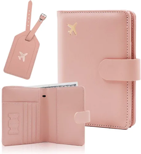 Miniatura 16 de Melsbrinna Rfid - Soporte para pasaporte para mujeres y hombres, juego de etiqueta de maleta de viaje, bonita cartera de pasaporte con ranuras