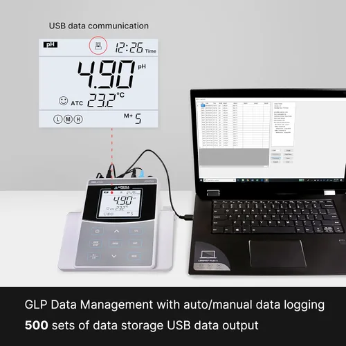 Miniatura 2 de Apera Instruments Kit de medidor de pH de sobremesa de laboratorio AI521 PH800, precisión de pH 0.01, gestión de datos GLP (salida USB), conector BNC
