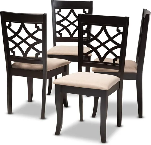 Miniatura 16 de Baxton Studio Mael - Juego de 2 sillas de comedor y sillas de comedor tapizadas de tela gris y acabado marrón oscuro de madera