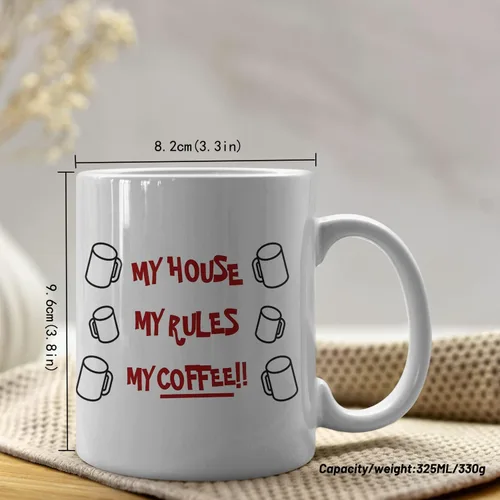 Miniatura 3 de My House My Rules My Coffee - Knives Out - Taza de café de cerámica de alta calidad para el verdadero conocedor del café, taza de café divertida