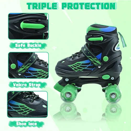 Miniatura 2 de Patines de ruedas para niños y niñas, patines ajustables para niños de 5 a 8 años, 6 a 12 años, con ruedas iluminadas, patines para principiantes