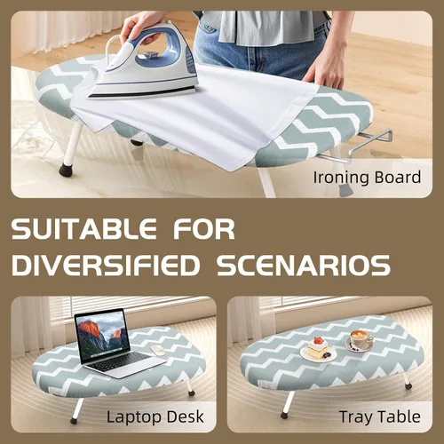 Miniatura 6 de Mini tabla de planchar de mesa, tabla de planchar compacta y plegable, tubo de acero grueso con cubiertas resistentes al calor, soporte de hierro
