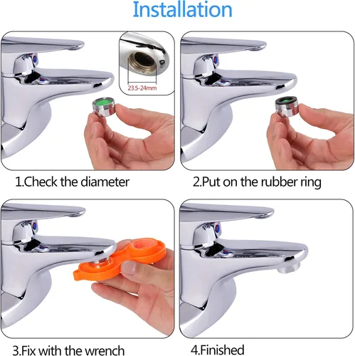 Miniatura 6 de 24 aireadores de grifo, reemplazo de restrictor de flujo de grifo de cocina de 15/16 pulgadas (0.945 in) con llave, aireadores de fregadero de rosca