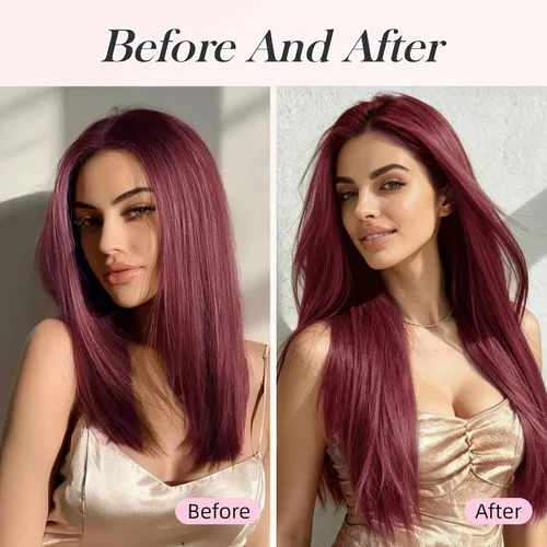 Miniatura 3 de Extensiones de cabello sintético con clip, color burdeos de 18 pulgadas de largo, invisibles, gruesas, extensiones de cabello lacio con clips, 5