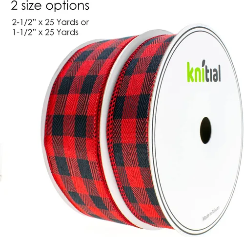 Miniatura 8 de Buffalo - Cinta a cuadros con alambre de 2-1/2 pulgadas x 25 yardas, cinta negra y roja para envolver regalos, manualidades y decoraciones