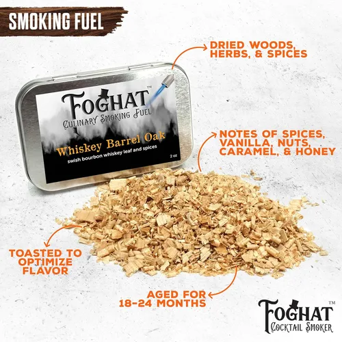Miniatura 3 de Foghat Cocktail Smoker - Kit ahumador de cócteles Foghat con combustible de virutas de madera de roble de barricas de whiskey bourbon, nogal ginebra