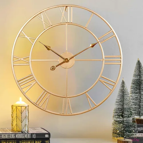 Miniatura 16 de CLXEAST Reloj de Pared Grande de 30 Pulgadas Moderno, de Gran Tamaño con Números Romanos Decorativo de Metal Negro Reloj de Pared para Decoración