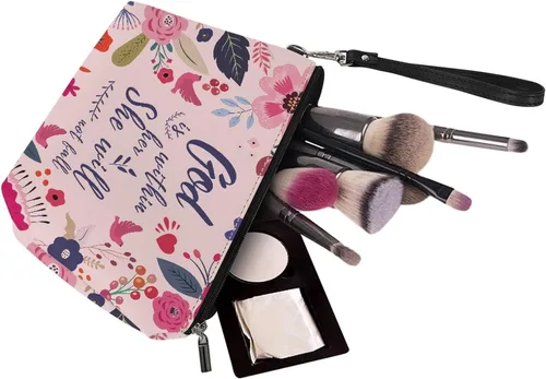 Miniatura 3 de Horeset Love You Print - Bolsa de cosméticos para el día de San Valentín, bolsa de maquillaje de cuero de alta capacidad, bolsa de aseo portátil