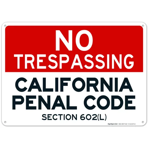 Miniatura 11 de Señal de California No Trespassing, sección 602 de código penal, 10 x 7 pulgadas, aluminio 040 libre de óxido, resistente a la decoloración