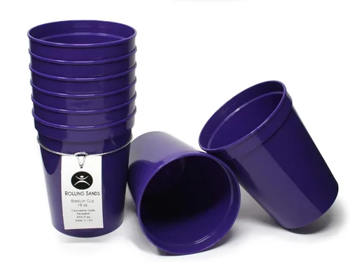 Miniatura 23 de Rolling Sands Vasos de plástico reutilizables para estadios de 16 onzas, paquete de 8, fabricados en Estados Unidos, sin BPA, aptos para Negro